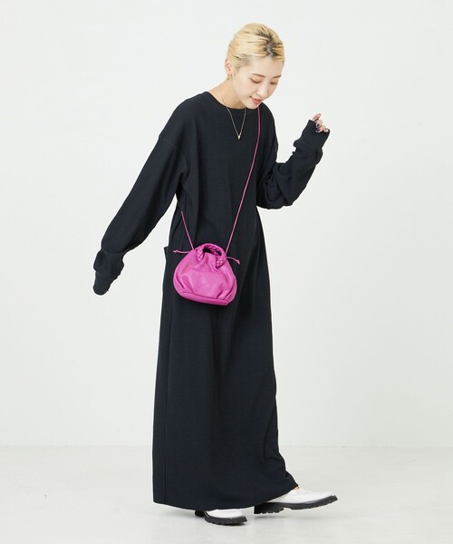 FREAK'S STORE（フリークスストア）の「限定展開　セルフカット リブクルーネック Ｔシャツワンピース（ワンピース・レディース・グリーン/ブラック/ブルー/ナチュラル/グレー/イエロー/オレンジ・ﾌﾘ-）」の22枚目の写真