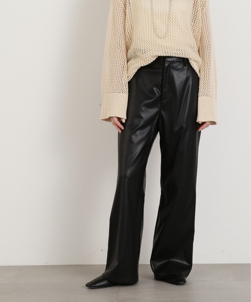 N.(N. Natural Beauty Basic)(エヌエヌナチュラルビューティーベーシック)の「【S Size Line】◆フェイクレザーワイドパンツ(その他パンツ・レディース・ブラック・SMALL/MEDIUM)」の2枚目の写真