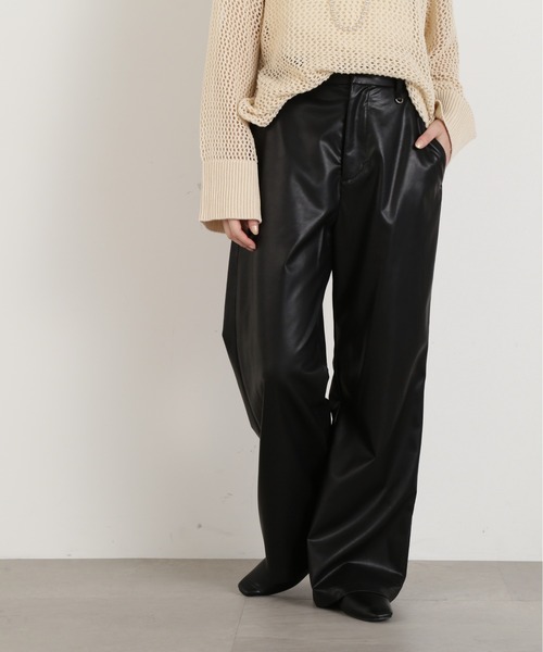 N.(N. Natural Beauty Basic)(エヌエヌナチュラルビューティーベーシック)の「【S Size Line】◆フェイクレザーワイドパンツ(その他パンツ・レディース・ブラック・SMALL/MEDIUM)」の3枚目の写真