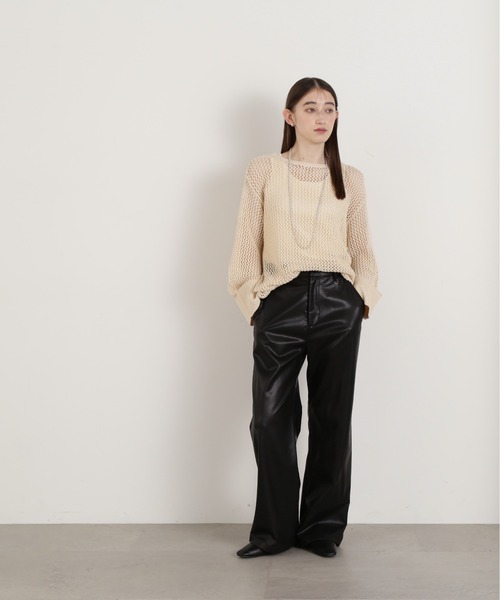 N.(N. Natural Beauty Basic)(エヌエヌナチュラルビューティーベーシック)の「【S Size Line】◆フェイクレザーワイドパンツ(その他パンツ・レディース・ブラック・SMALL/MEDIUM)」の5枚目の写真