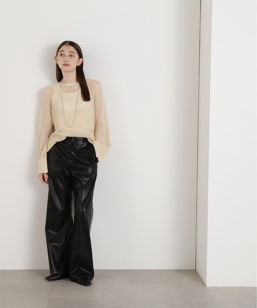 N.(N. Natural Beauty Basic)(エヌエヌナチュラルビューティーベーシック)の「【S Size Line】◆フェイクレザーワイドパンツ(その他パンツ・レディース・ブラック・SMALL/MEDIUM)」の6枚目の写真