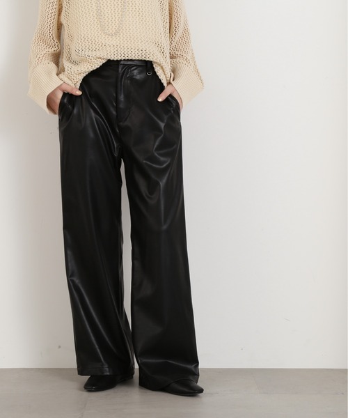 N.(N. Natural Beauty Basic)(エヌエヌナチュラルビューティーベーシック)の「【S Size Line】◆フェイクレザーワイドパンツ(その他パンツ・レディース・ブラック・SMALL/MEDIUM)」の9枚目の写真