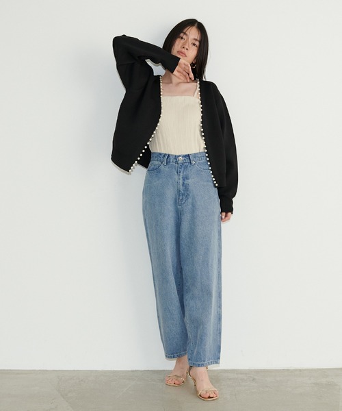 LARUTA(ラルータ)の「【LARUTA】BIGパールトリムポリニットカーディガン(カーディガン/ボレロ・レディース・ベージュ/ネイビー/オフホワイト/ブラック・FREE)」の13枚目の写真