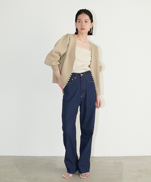 LARUTA(ラルータ)の「【LARUTA】BIGパールトリムポリニットカーディガン(カーディガン/ボレロ・レディース・ベージュ/ネイビー/オフホワイト/ブラック・FREE)」の18枚目の写真