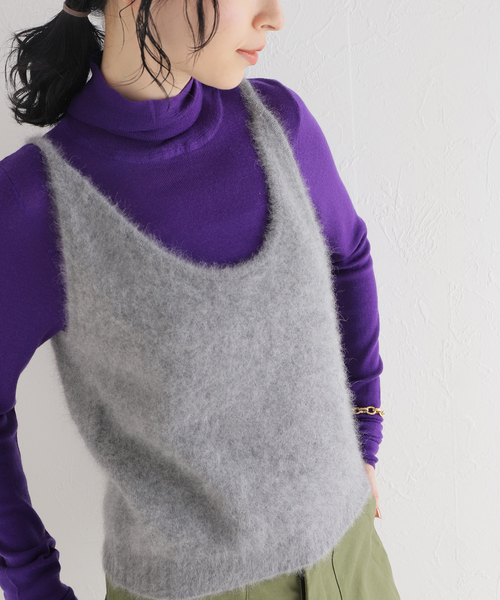 IENA LA BOUCLE ファーニットプルオーバー パープル IENA LA BOUCLE ファーニットプルオーバー（ニット／セーター）｜IENA