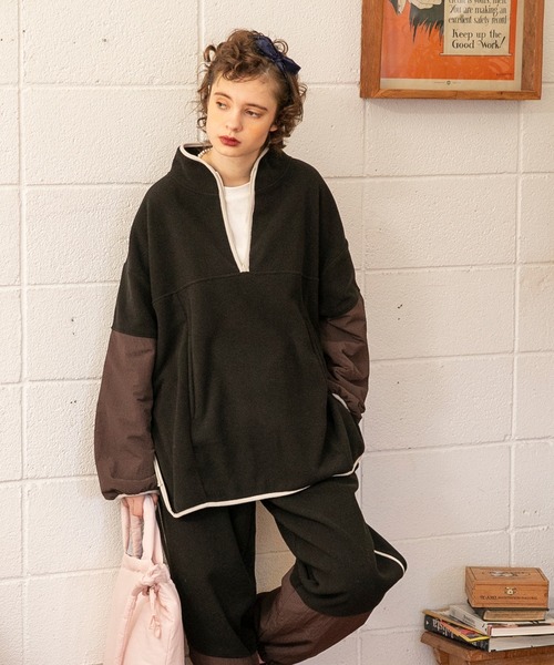 forksy.】ナイロン切り替えフリースラインパイピングプル