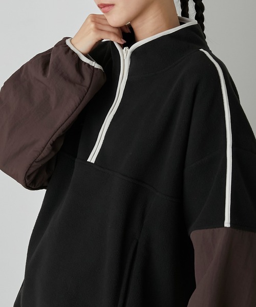 forksy.（フォルクシー）の「【forksy.】ナイロン切り替えフリースラインパイピングプルオーバー（スウェット・レディース・ブルー/アイボリー/チャコール・FREE）」の15枚目の写真