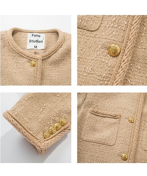 fano studios ベージュ Fano Studios（ファノ ストゥディオズ）の「ロープパイピングツイード