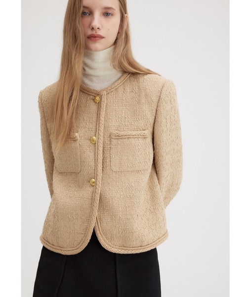 【美品】Fano studios ノーカラージャケット ベージュ Fano Studios」 ノーカラージャケット M ベージュ レディース