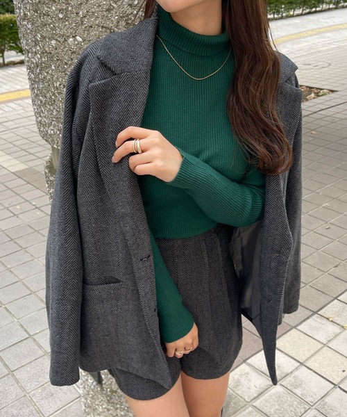 Ambre Ciel(アンブルシエル)の「タートルネックリブニット/WEB/EC限定商品(ニット/セーター・レディース・グリーン/グレー/オレンジ系その他/ブラック/アイボリー・FREE)」の4枚目の写真