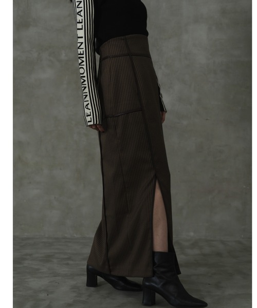 LEANN MOMENT(リーンモーメント)の「Block line straight skirt(スカート・レディース・ブラック/ブラウン・SMALL/MEDIUM)」の10枚目の写真