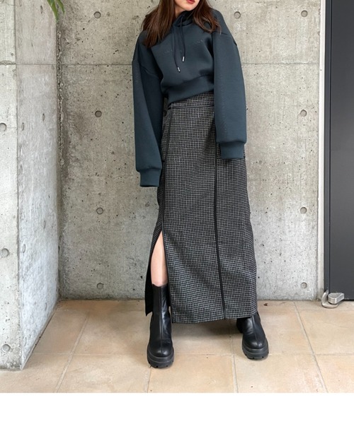 LEANN MOMENT(リーンモーメント)の「Block line straight skirt(スカート・レディース・ブラック/ブラウン・SMALL/MEDIUM)」の18枚目の写真