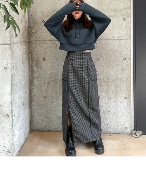 LEANN MOMENT(リーンモーメント)の「Block line straight skirt(スカート・レディース・ブラック/ブラウン・SMALL/MEDIUM)」の21枚目の写真