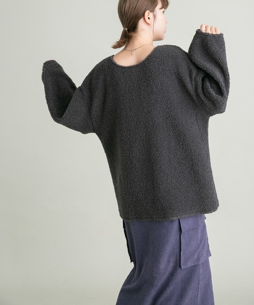 KBF（ケイビーエフ）の「前後2WAYボアトップス（その他トップス・レディース・アイボリー/ブラック/チャコールグレー・ONE）」の15枚目の写真