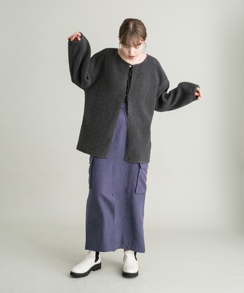 KBF（ケイビーエフ）の「前後2WAYボアトップス（その他トップス・レディース・アイボリー/ブラック/チャコールグレー・ONE）」の16枚目の写真