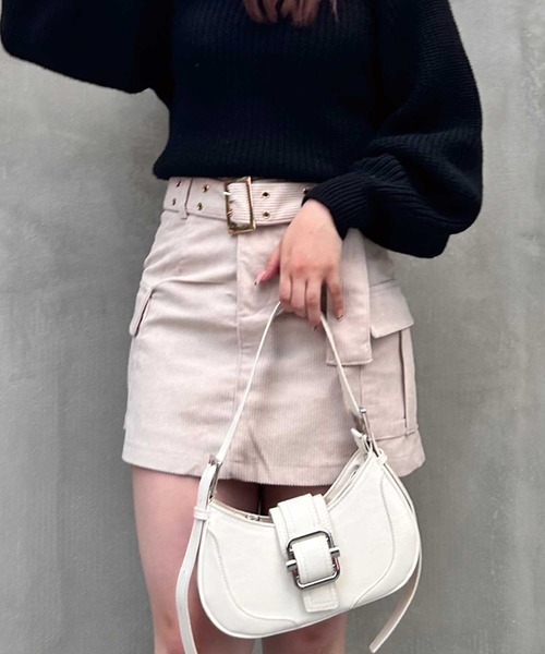 SPIGA（スピーガ）の「二つ穴ﾍﾞﾙﾄ付ｺｰﾃﾞｭﾛｲﾐﾆｽｶｰﾄ（スカート・レディース・ホワイト/キャメル/ブラック/ブラウン・MEDIUM/SMALL）」の16枚目の写真