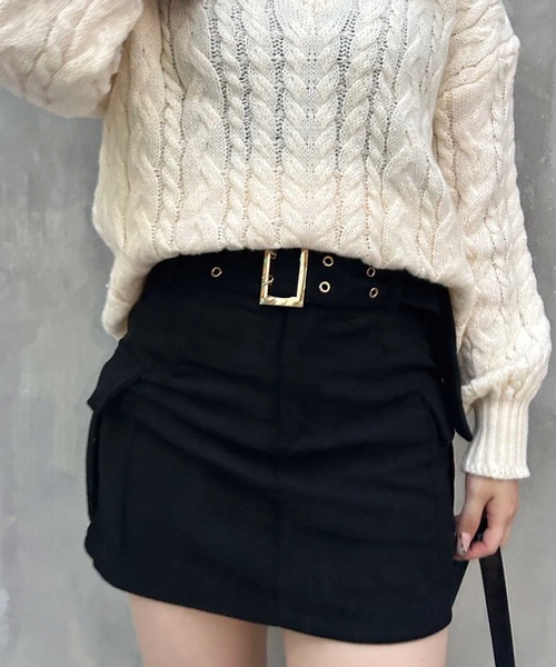 SPIGA（スピーガ）の「二つ穴ﾍﾞﾙﾄ付ｺｰﾃﾞｭﾛｲﾐﾆｽｶｰﾄ（スカート・レディース・ホワイト/キャメル/ブラック/ブラウン・MEDIUM/SMALL）」の22枚目の写真