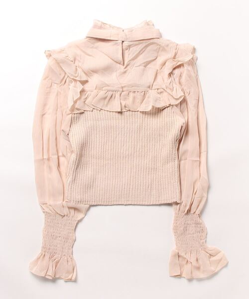 UNMINOU◆ドッキングブラウス/長袖ブラウス/FREE/コットン/WHT セール】ニットドッキングブラウス（シャツ/ブラウス）｜frunco