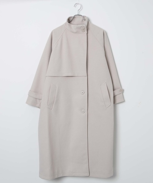WEGO（ウィゴー）の「WEGO/スタンドカラーロングコート（ステンカラーコート・レディース・ブラック/ダークオレンジ/アイボリー・FREE）」の12枚目の写真