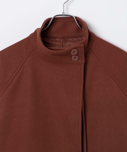 WEGO（ウィゴー）の「WEGO/スタンドカラーロングコート（ステンカラーコート・レディース・ブラック/ダークオレンジ/アイボリー・FREE）」の4枚目の写真