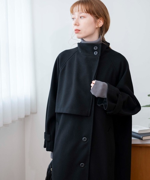 WEGO（ウィゴー）の「WEGO/スタンドカラーロングコート（ステンカラーコート・レディース・ブラック/ダークオレンジ/アイボリー・FREE）」の18枚目の写真