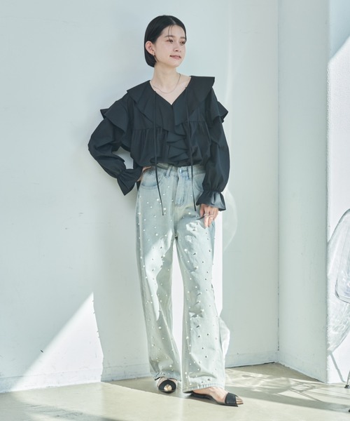 Shelly island（シェリーアイランド）の「ビッグフリルブラウス（シャツ/ブラウス・レディース・ホワイト/ブラック・FREE）」の14枚目の写真