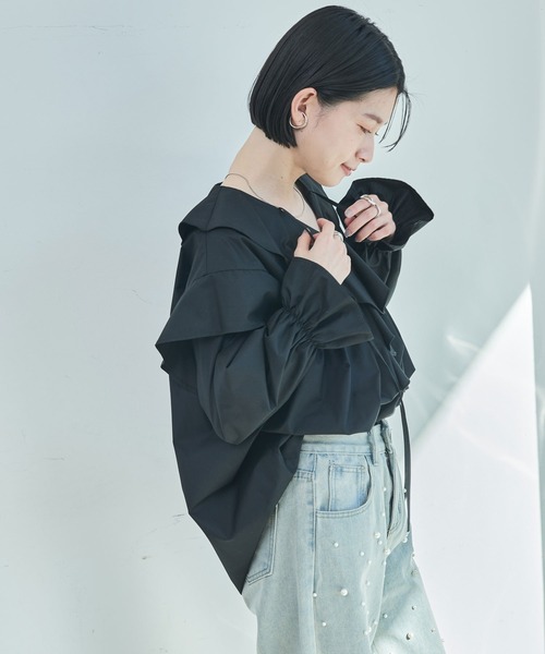 Shelly island（シェリーアイランド）の「ビッグフリルブラウス（シャツ/ブラウス・レディース・ホワイト/ブラック・FREE）」の12枚目の写真