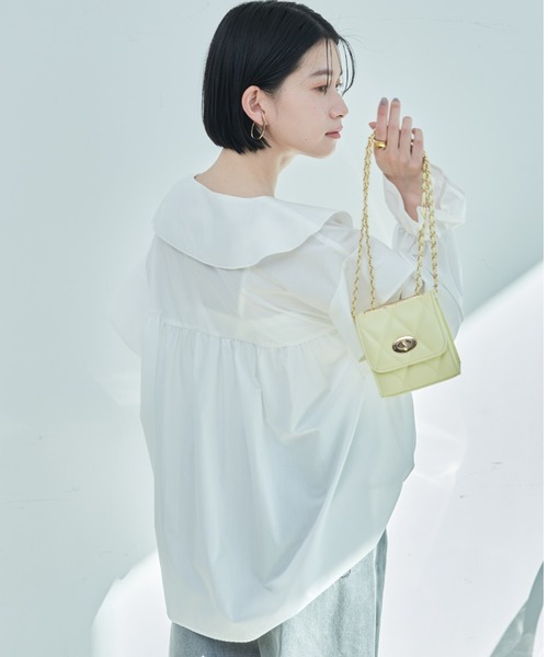 Shelly island（シェリーアイランド）の「ビッグフリルブラウス（シャツ/ブラウス・レディース・ホワイト/ブラック・FREE）」の7枚目の写真