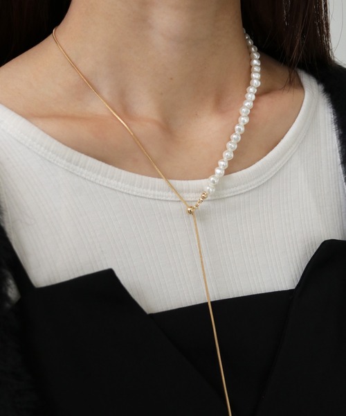 CLEIO(クレイオ)の「【cheriella】アシンメトリー淡水パール風スライドネックレス(ネックレス・レディース・シルバー/ゴールド・FREE)」の11枚目の写真
