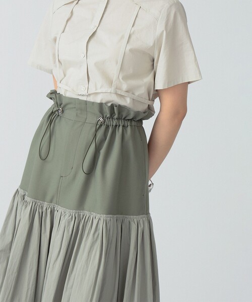 Ray BEAMS（レイビームス）の「RBS / 配色 ギャザー スカート（スカート・レディース・オリーブ/ブラック・0/1）」の10枚目の写真