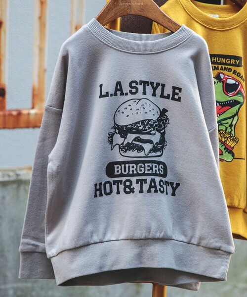 DRC branshes（ディーアールシーブランシェス）の「【WEB限定/DRC/やわらか薄手裏毛】アソートグラフィックトレーナー（スウェット・キッズ・ブラウン/その他4/その他1/カラフル/キャメル/その他3/グリーン/ラベンダー/ネイビー/ブラック/チャコールグレー/その他2/オレンジ/オフホワイト/その他7・90/140/130/100/110/160/120/150）」の4枚目の写真