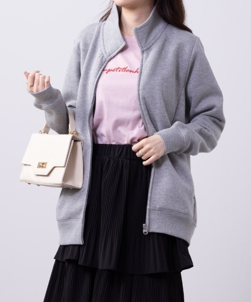 Mac-House(マックハウス)の「裏起毛ベーシックスタンドジップパーカー(パーカー・レディース・ワイン/ブラック/杢グレー/カーキ・L/M)」の3枚目の写真