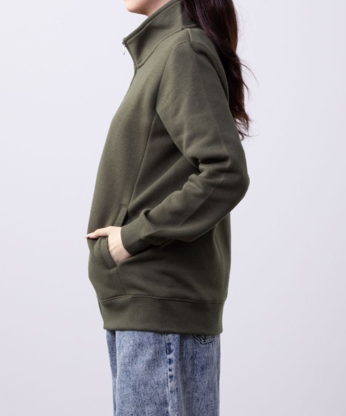 Mac-House(マックハウス)の「裏起毛ベーシックスタンドジップパーカー(パーカー・レディース・ワイン/ブラック/杢グレー/カーキ・L/M)」の8枚目の写真