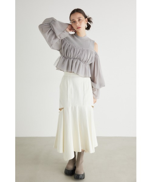 rienda（リエンダ）の「ペプラムチュールコンビニットトップス（ニット/セーター・レディース・ライトグレー/ブラック/アイボリー/ブルー・FREE）」の15枚目の写真