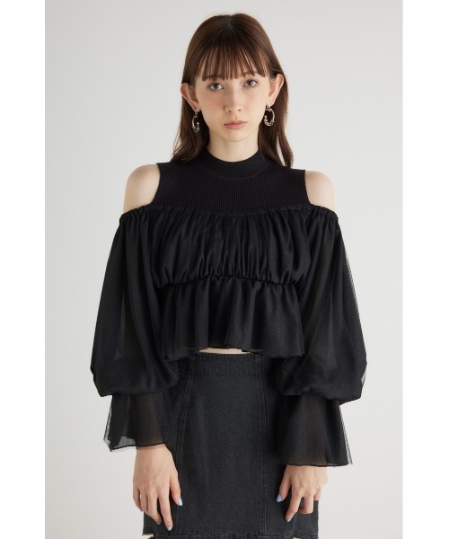 rienda（リエンダ）の「ペプラムチュールコンビニットトップス（ニット/セーター・レディース・ライトグレー/ブラック/アイボリー/ブルー・FREE）」の21枚目の写真