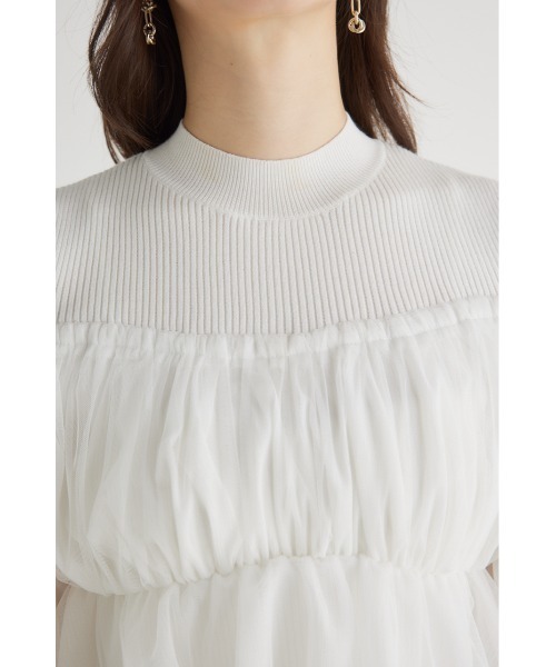 rienda（リエンダ）の「ペプラムチュールコンビニットトップス（ニット/セーター・レディース・ライトグレー/ブラック/アイボリー/ブルー・FREE）」の11枚目の写真