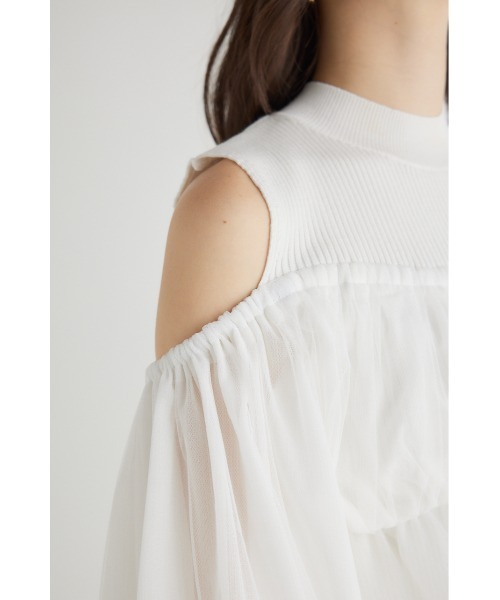 rienda（リエンダ）の「ペプラムチュールコンビニットトップス（ニット/セーター・レディース・ライトグレー/ブラック/アイボリー/ブルー・FREE）」の12枚目の写真