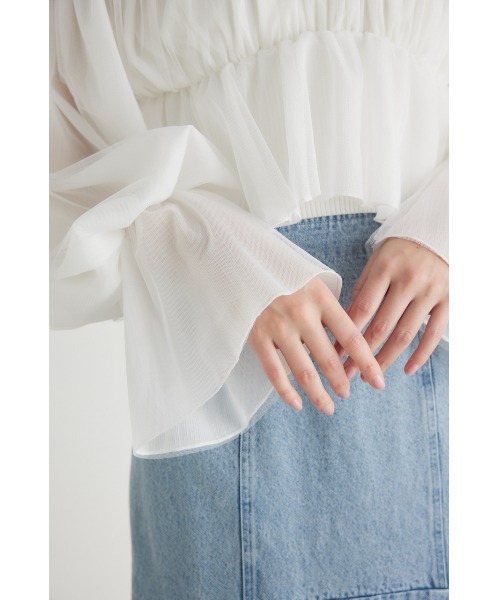 rienda（リエンダ）の「ペプラムチュールコンビニットトップス（ニット/セーター・レディース・ライトグレー/ブラック/アイボリー/ブルー・FREE）」の13枚目の写真