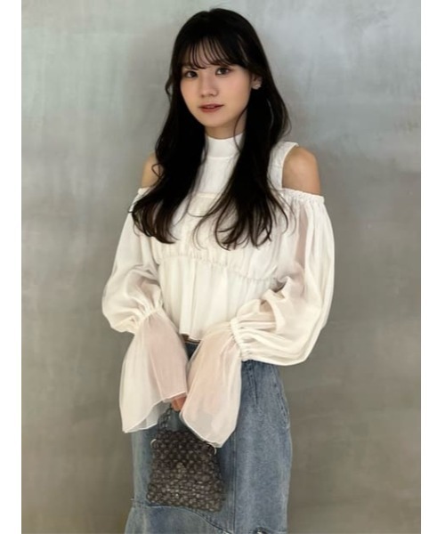 セール】ペプラムチュールコンビニットトップス（ニット