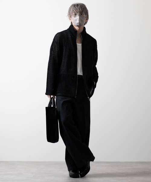 CLEL】Watermark Knitting Loose Mesh Drivers Knit/透かし編み