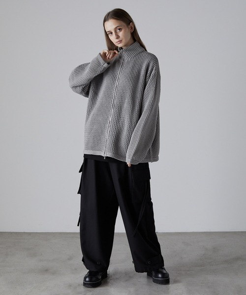 CLEL】Watermark Knitting Loose Mesh Drivers Knit/透かし編み
