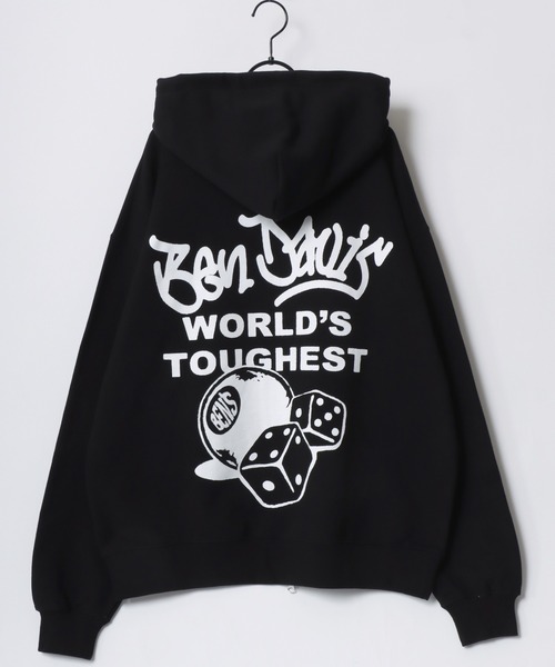 BEN DAVIS/ベンデイビス TAGGING ZIP HOODIE/オーバーサイズ 裏毛 ロゴ ワンポイント刺繍 バックプリント スウェット ジップアップパーカー