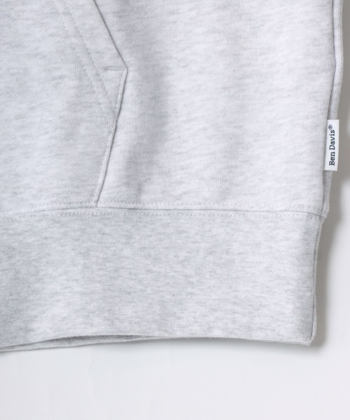 BEN DAVIS/ベンデイビス TAGGING ZIP HOODIE/オーバーサイズ 裏毛 ロゴ ワンポイント刺繍 バックプリント スウェット ジップアップパーカー