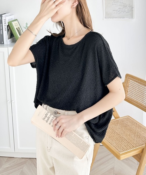 classicalelf(クラシカルエルフ)の「着映えトップス。シャーリングフレンチTシャツ(Tシャツ/カットソー・レディース・アイボリー/グレイッシュベージュ/ブラック・SMALL/X-LARGE/MEDIUM/LARGE)」の13枚目の写真