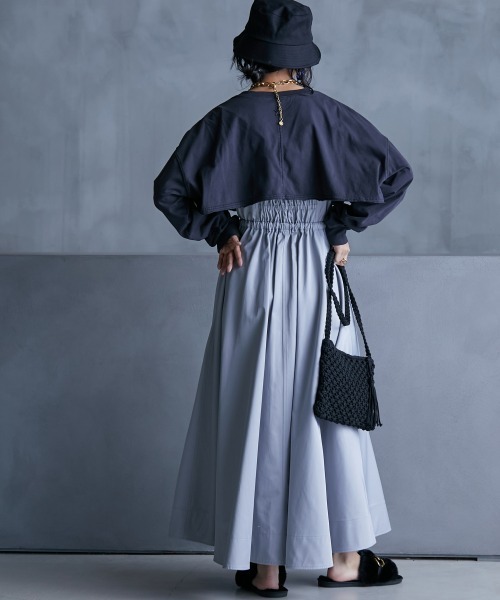 GEVS.（ジェイヴィス）の「＜大きいサイズ＞ 綿100％ピグメント製品染2点セット（ロングスリーブカットソー+タンクトップ）GEVS.（Tシャツ/カットソー・レディース・オレンジ/チャコール・L/LL/3L/4L/5L）」の6枚目の写真