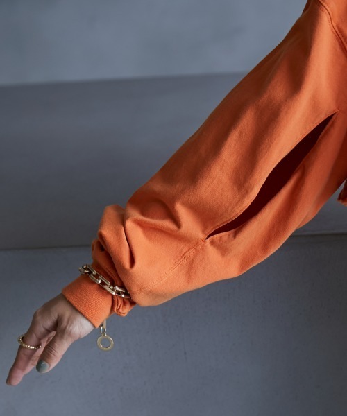 GEVS.（ジェイヴィス）の「＜大きいサイズ＞ 綿100％ピグメント製品染2点セット（ロングスリーブカットソー+タンクトップ）GEVS.（Tシャツ/カットソー・レディース・オレンジ/チャコール・L/LL/3L/4L/5L）」の10枚目の写真