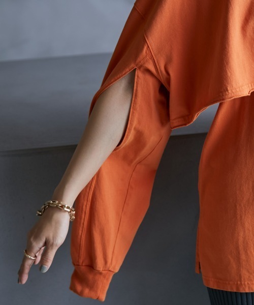 GEVS.（ジェイヴィス）の「＜大きいサイズ＞ 綿100％ピグメント製品染2点セット（ロングスリーブカットソー+タンクトップ）GEVS.（Tシャツ/カットソー・レディース・オレンジ/チャコール・L/LL/3L/4L/5L）」の15枚目の写真