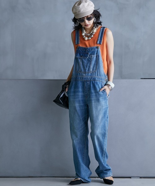 GEVS.（ジェイヴィス）の「＜大きいサイズ＞ 綿100％ピグメント製品染2点セット（ロングスリーブカットソー+タンクトップ）GEVS.（Tシャツ/カットソー・レディース・オレンジ/チャコール・L/LL/3L/4L/5L）」の8枚目の写真