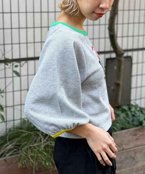 HELLO.SANFRANCISCO（ハローサンフランシスコ）の「【HELLO.SANFRANCISCO/ハローサンフランシスコ】ASSコラボワッフルボリュームTEE（Tシャツ/カットソー・レディース・グレー/ライム/アイボリー・FREE）」の17枚目の写真