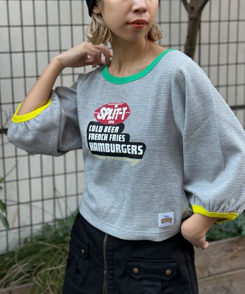 HELLO.SANFRANCISCO（ハローサンフランシスコ）の「【HELLO.SANFRANCISCO/ハローサンフランシスコ】ASSコラボワッフルボリュームTEE（Tシャツ/カットソー・レディース・グレー/ライム/アイボリー・FREE）」の16枚目の写真